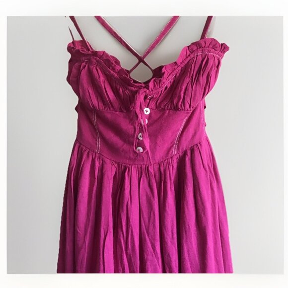 Urban Outfitters Cora Pink Linen Open Back Midi Open Back Dress Size Small - Picture 4 of 7